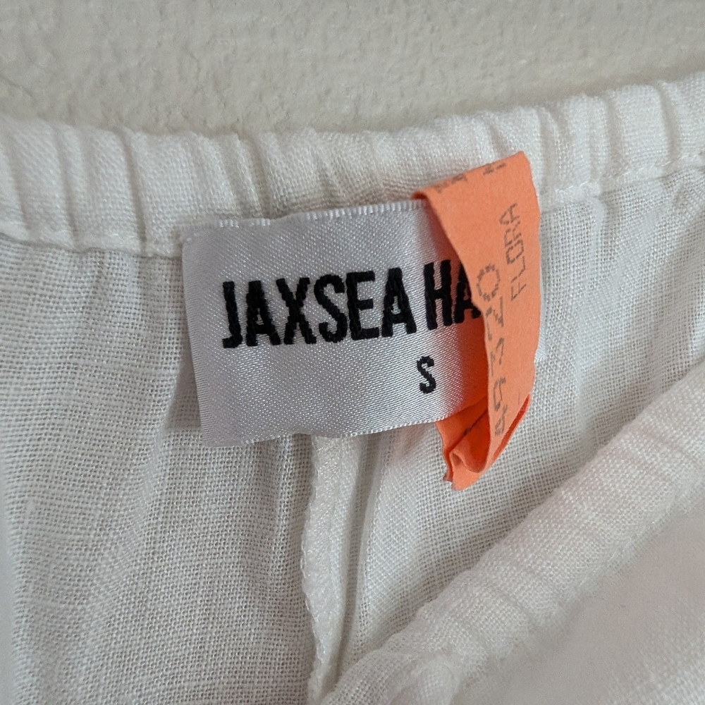 Jaxsea Hawaii White Linen Wide Leg Drawstring Resort Pants Size Small - Picture 7 of 10
